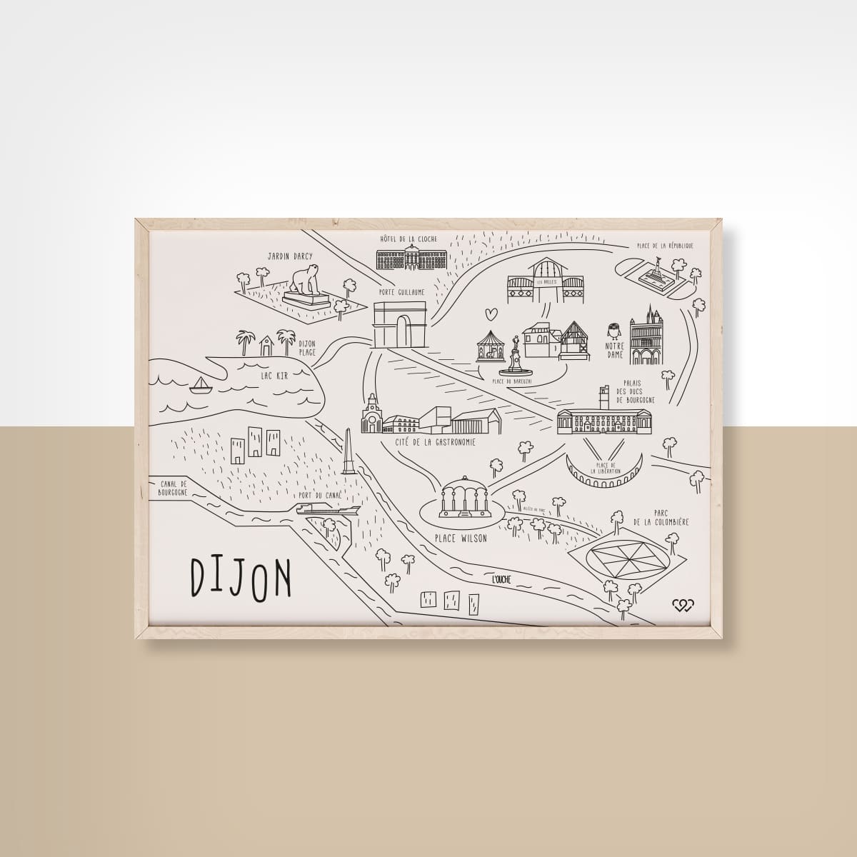 affiche Carte de Dijon