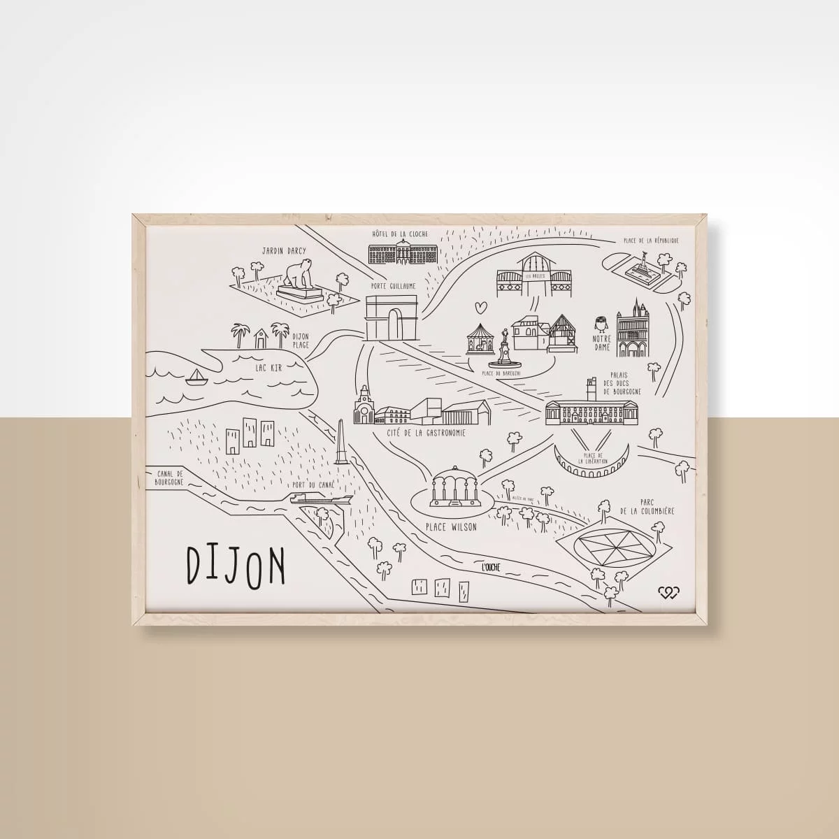 Affiche Carte de Dijon